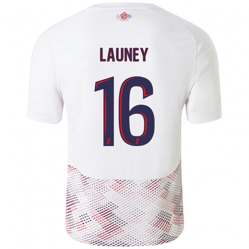 Niño Camiseta Elisa Launey #16 Blanco Azul Real 2ª Equipación 2024/25 La Camisa Argentina