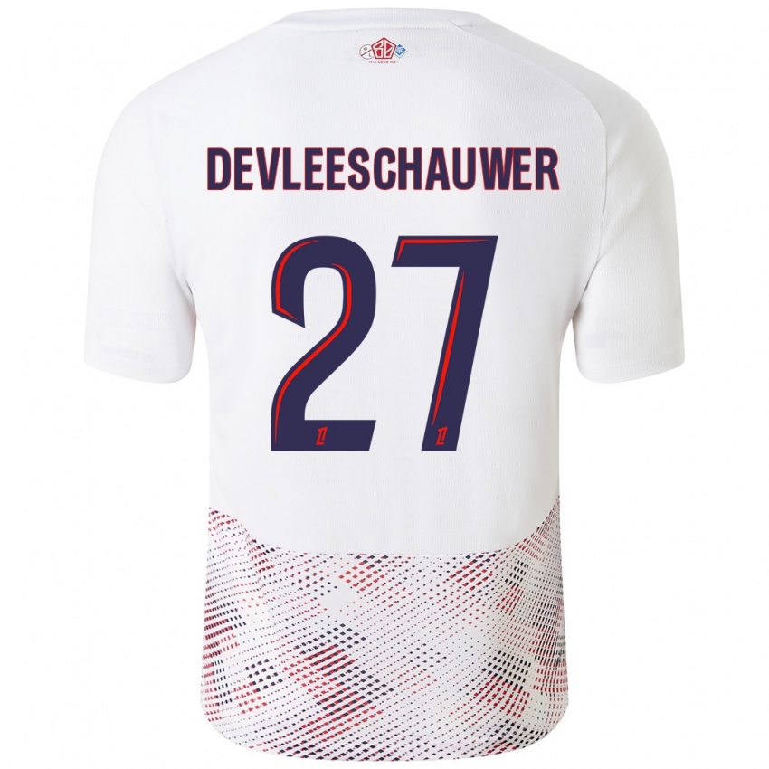 Niño Camiseta Gwenaëlle Devleeschauwer #27 Blanco Azul Real 2ª Equipación 2024/25 La Camisa Argentina