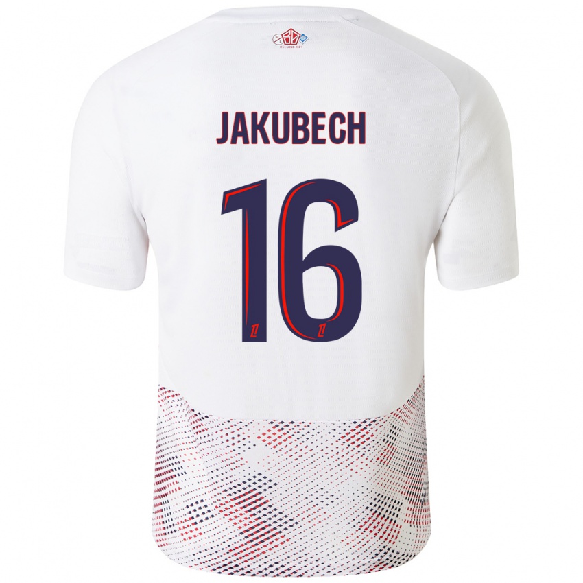 Niño Camiseta Adam Jakubech #16 Blanco Azul Real 2ª Equipación 2024/25 La Camisa Argentina