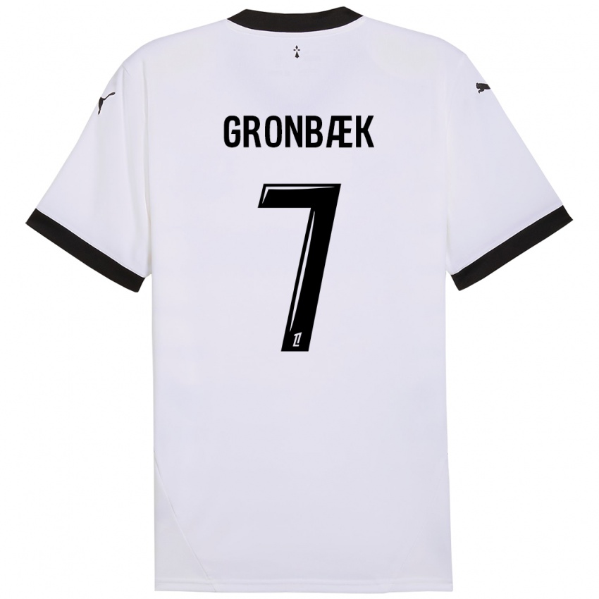 Niño Camiseta Albert Grønbaek #7 Blanco Negro 2ª Equipación 2024/25 La Camisa Argentina