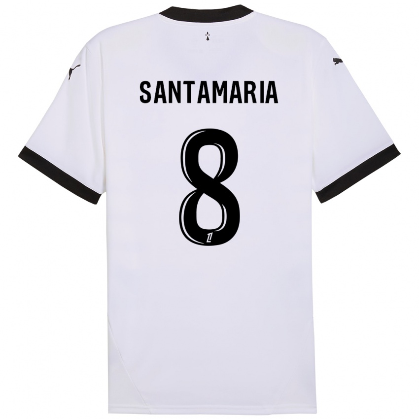 Niño Camiseta Baptiste Santamaria #8 Blanco Negro 2ª Equipación 2024/25 La Camisa Argentina