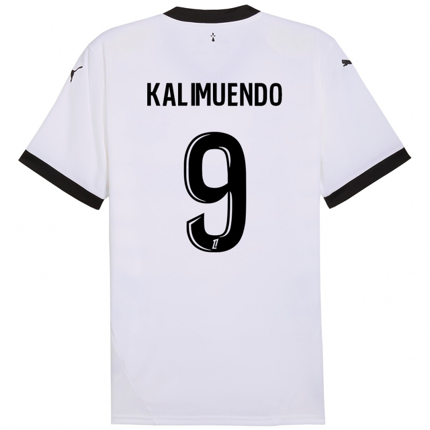 Niño Camiseta Arnaud Kalimuendo #9 Blanco Negro 2ª Equipación 2024/25 La Camisa Argentina