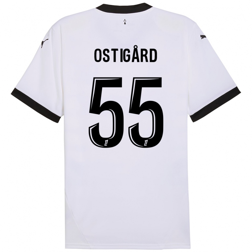 Niño Camiseta Leo Ostigard #55 Blanco Negro 2ª Equipación 2024/25 La Camisa Argentina