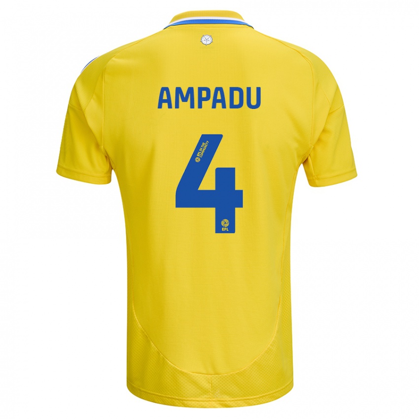 Niño Camiseta Ethan Ampadu #4 Amarillo Azul 2ª Equipación 2024/25 La Camisa Argentina