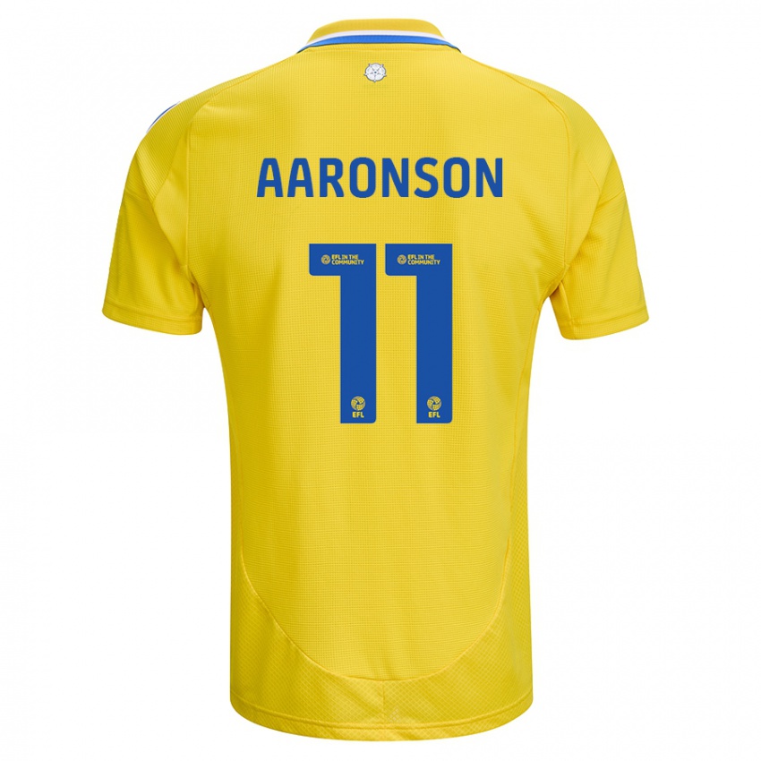 Niño Camiseta Brenden Aaronson #11 Amarillo Azul 2ª Equipación 2024/25 La Camisa Argentina