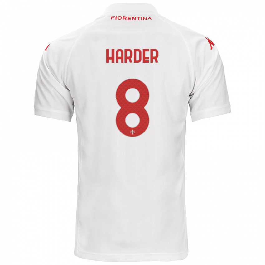 Niño Camiseta Jonas Harder #8 Blanco 2ª Equipación 2024/25 La Camisa Argentina