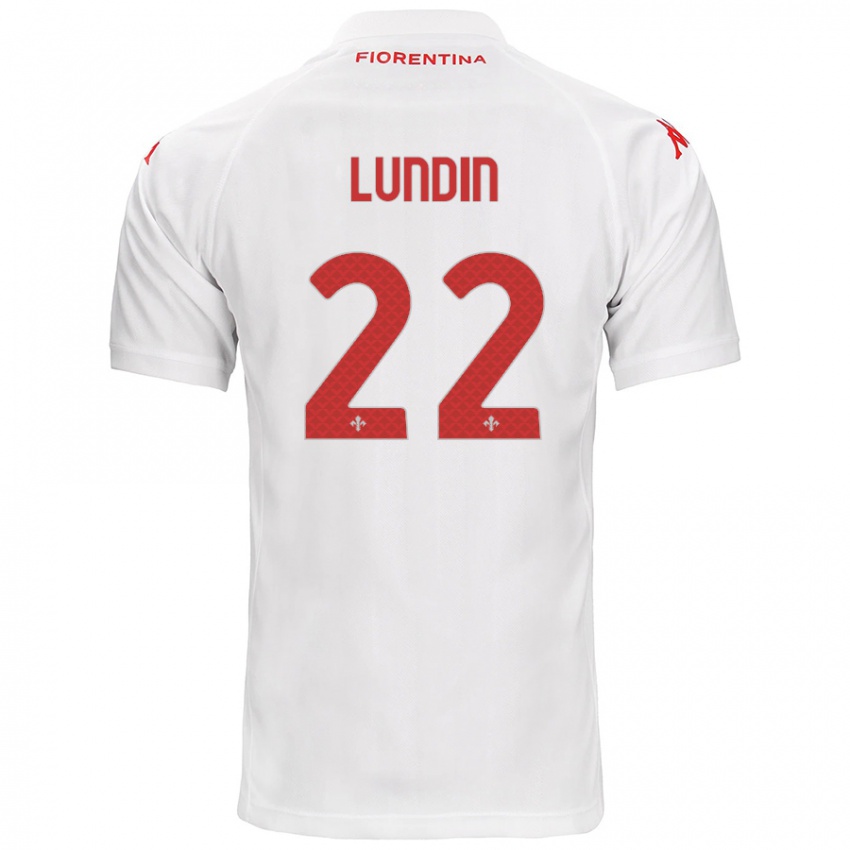 Niño Camiseta Karin Lundin #22 Blanco 2ª Equipación 2024/25 La Camisa Argentina