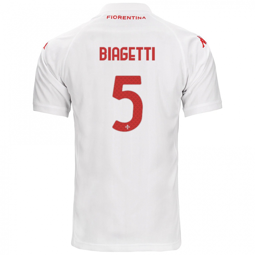 Niño Camiseta Christian Biagetti #5 Blanco 2ª Equipación 2024/25 La Camisa Argentina