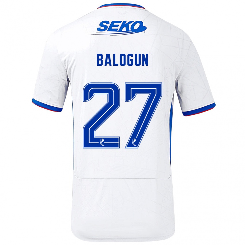 Niño Camiseta Leon Balogun #27 Blanco Azul 2ª Equipación 2024/25 La Camisa Argentina