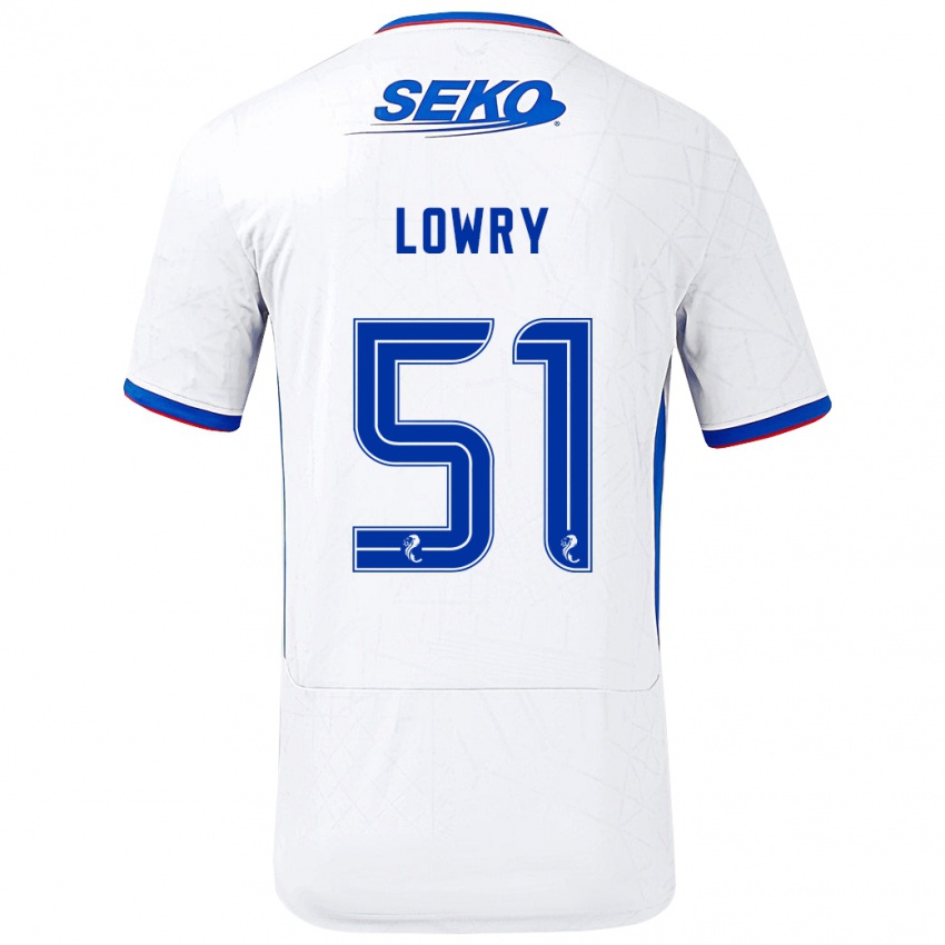 Niño Camiseta Alex Lowry #51 Blanco Azul 2ª Equipación 2024/25 La Camisa Argentina