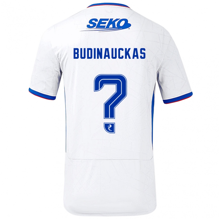 Niño Camiseta Lewis Budinauckas #0 Blanco Azul 2ª Equipación 2024/25 La Camisa Argentina