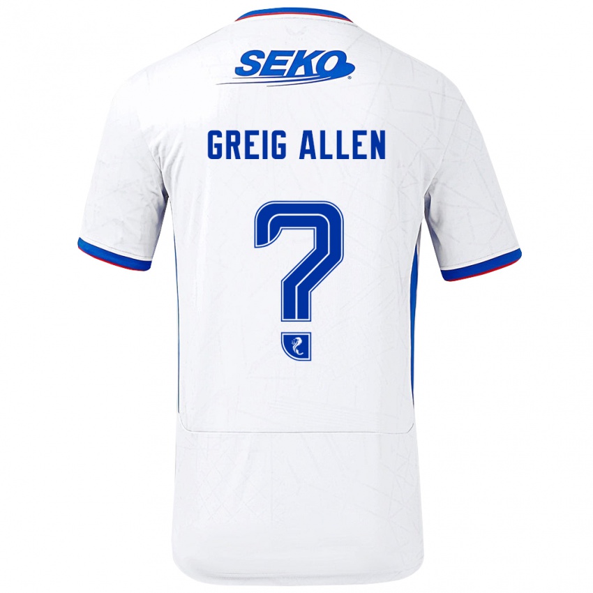 Niño Camiseta Greig Allen #0 Blanco Azul 2ª Equipación 2024/25 La Camisa Argentina