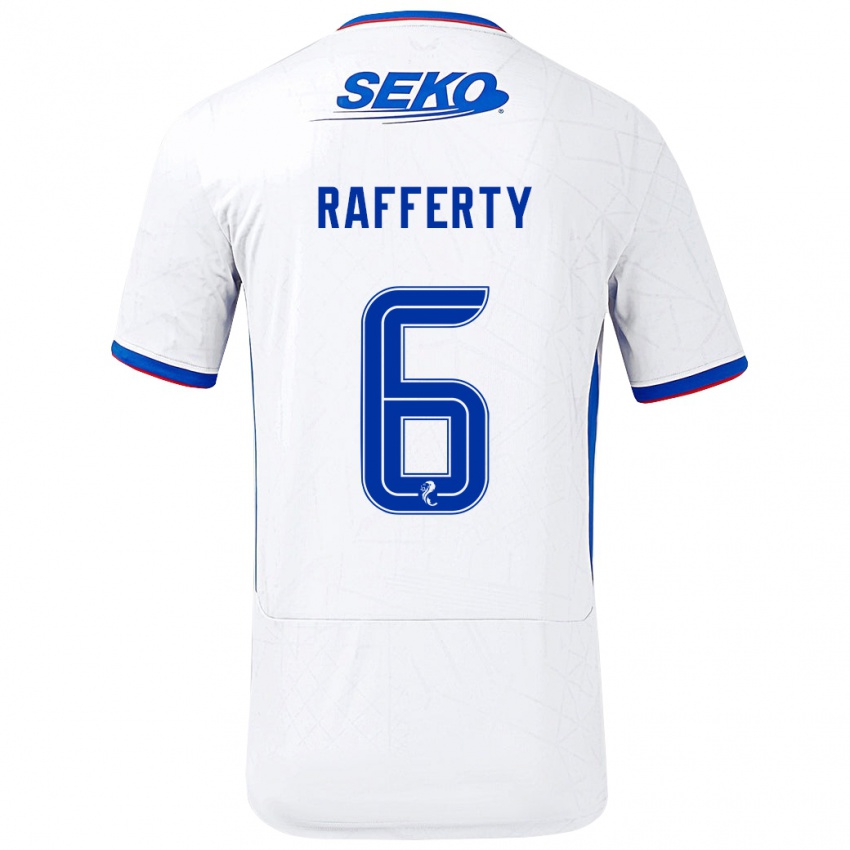 Niño Camiseta Laura Rafferty #6 Blanco Azul 2ª Equipación 2024/25 La Camisa Argentina