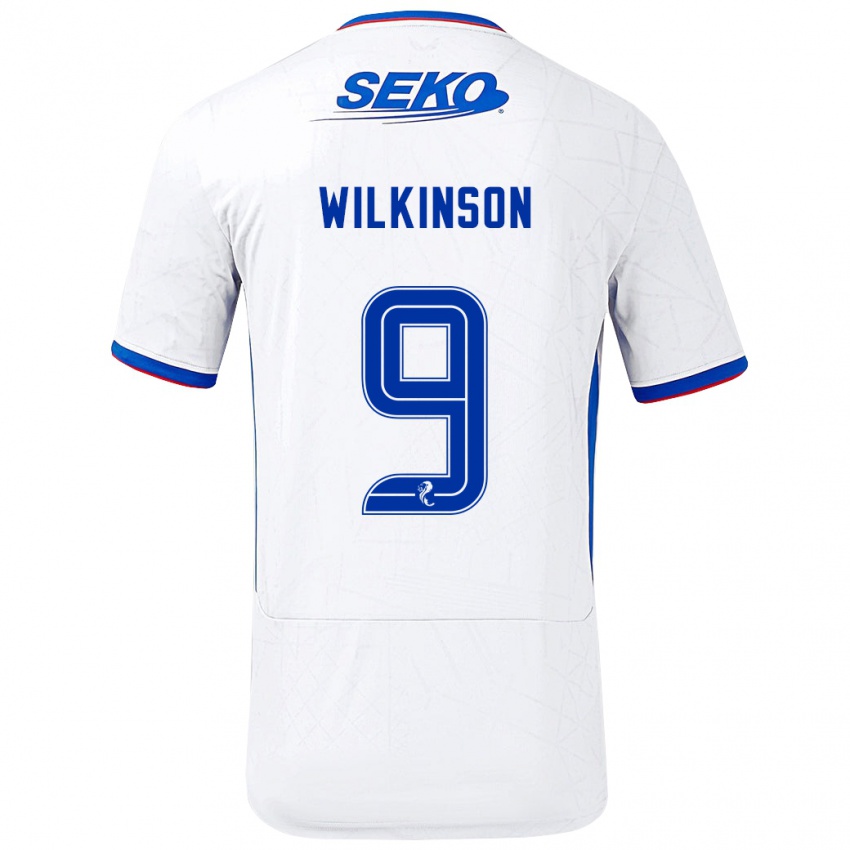 Niño Camiseta Katie Wilkinson #9 Blanco Azul 2ª Equipación 2024/25 La Camisa Argentina