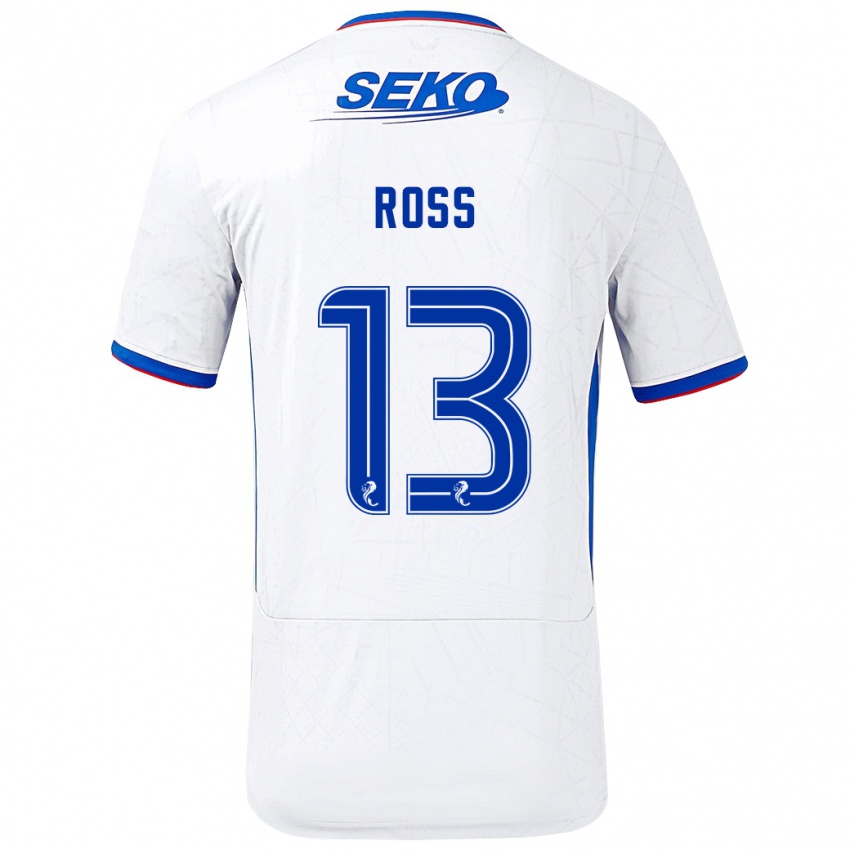 Niño Camiseta Jane Ross #13 Blanco Azul 2ª Equipación 2024/25 La Camisa Argentina