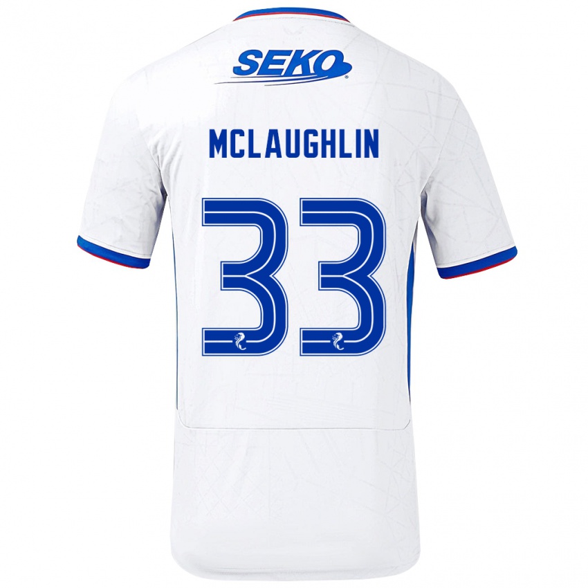 Niño Camiseta Jon Mclaughlin #33 Blanco Azul 2ª Equipación 2024/25 La Camisa Argentina