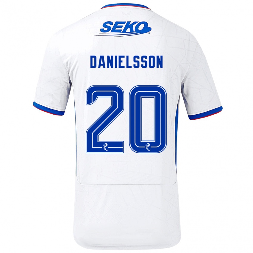 Niño Camiseta Jenny Julia Danielsson #20 Blanco Azul 2ª Equipación 2024/25 La Camisa Argentina