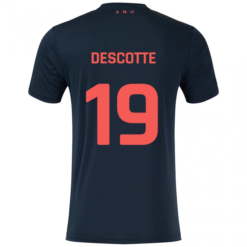 Niño Camiseta Anthony Descotte #19 Negro Rojo 2ª Equipación 2024/25 La Camisa Argentina