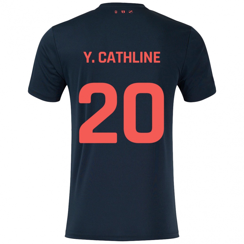 Niño Camiseta Yoann Cathline #20 Negro Rojo 2ª Equipación 2024/25 La Camisa Argentina