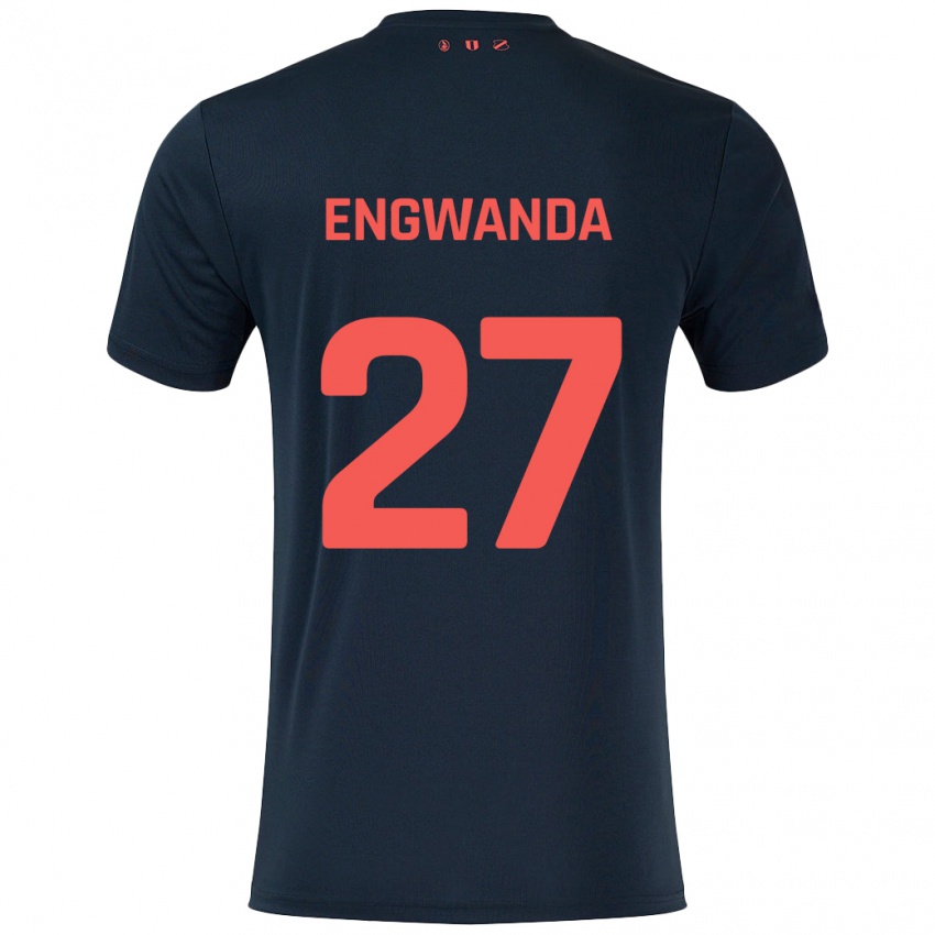 Niño Camiseta Alonzo Engwanda #27 Negro Rojo 2ª Equipación 2024/25 La Camisa Argentina