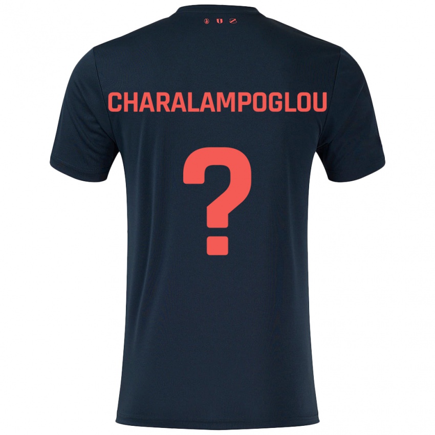 Niño Camiseta Georgios Charalampoglou #0 Negro Rojo 2ª Equipación 2024/25 La Camisa Argentina