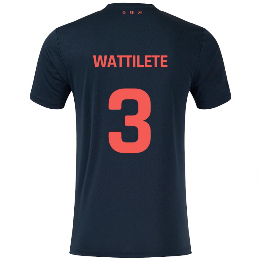 Niño Camiseta Julia Wattilete #3 Negro Rojo 2ª Equipación 2024/25 La Camisa Argentina