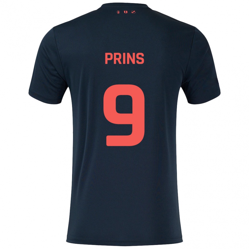 Niño Camiseta Femke Prins #9 Negro Rojo 2ª Equipación 2024/25 La Camisa Argentina