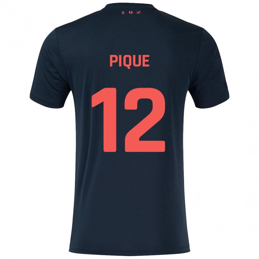 Niño Camiseta Naomi Piqué #12 Negro Rojo 2ª Equipación 2024/25 La Camisa Argentina