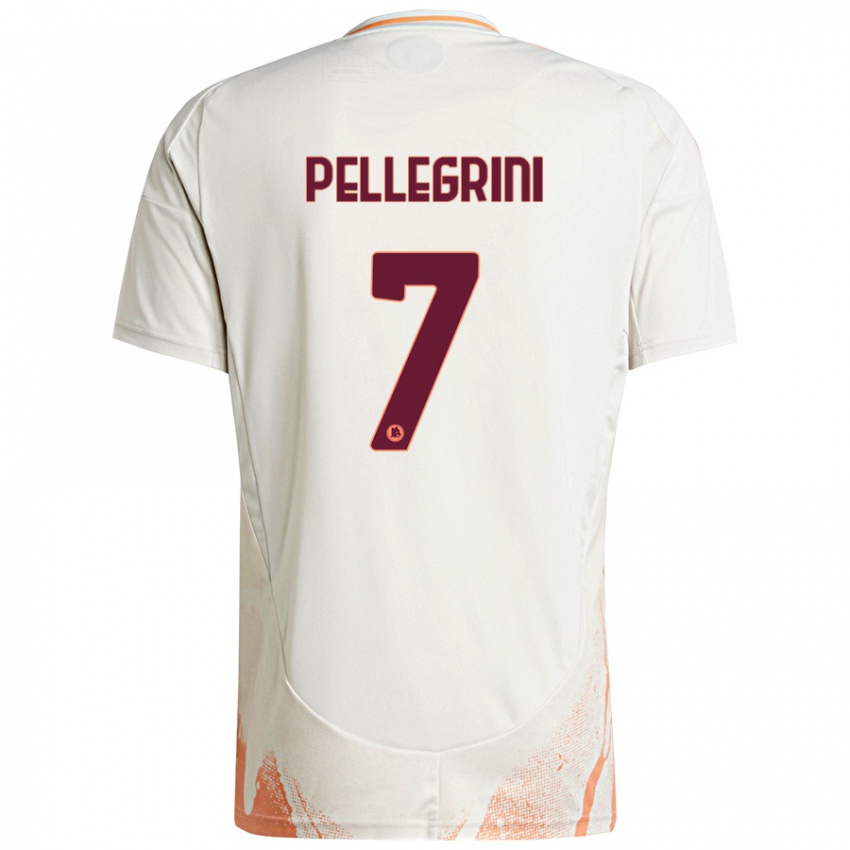 Niño Camiseta Lorenzo Pellegrini #7 Crema Blanco Naranja 2ª Equipación 2024/25 La Camisa Argentina