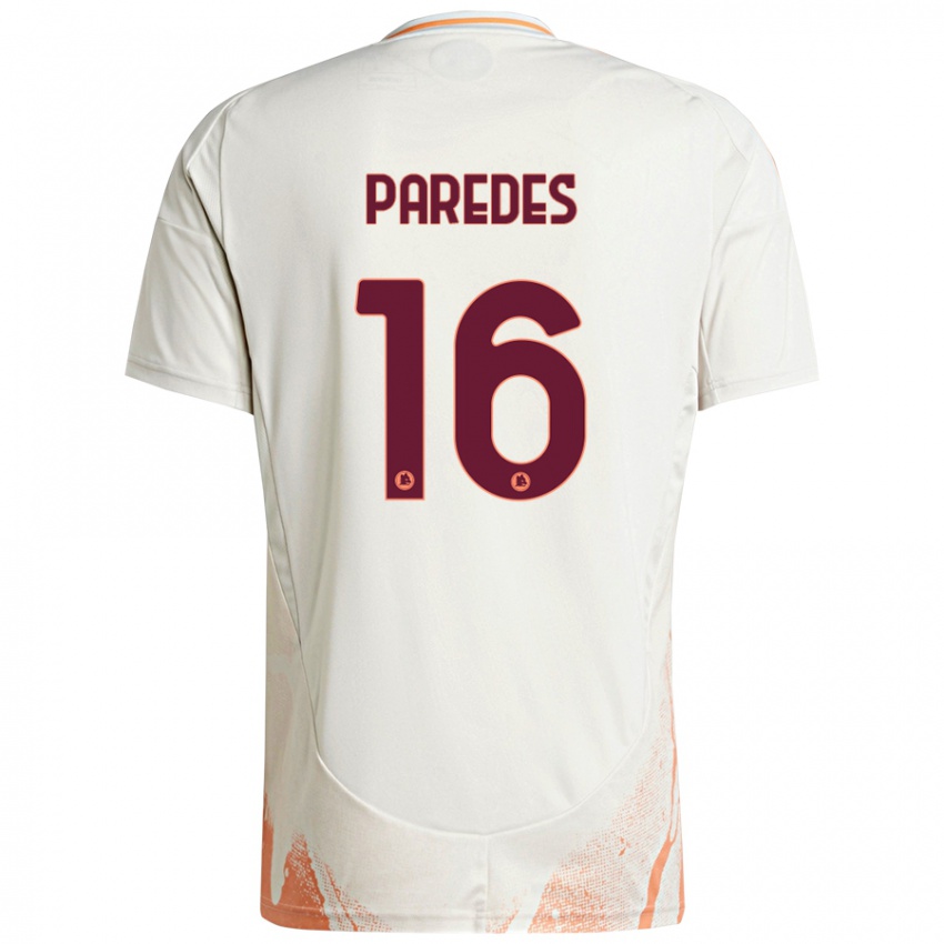 Niño Camiseta Leandro Paredes #16 Crema Blanco Naranja 2ª Equipación 2024/25 La Camisa Argentina