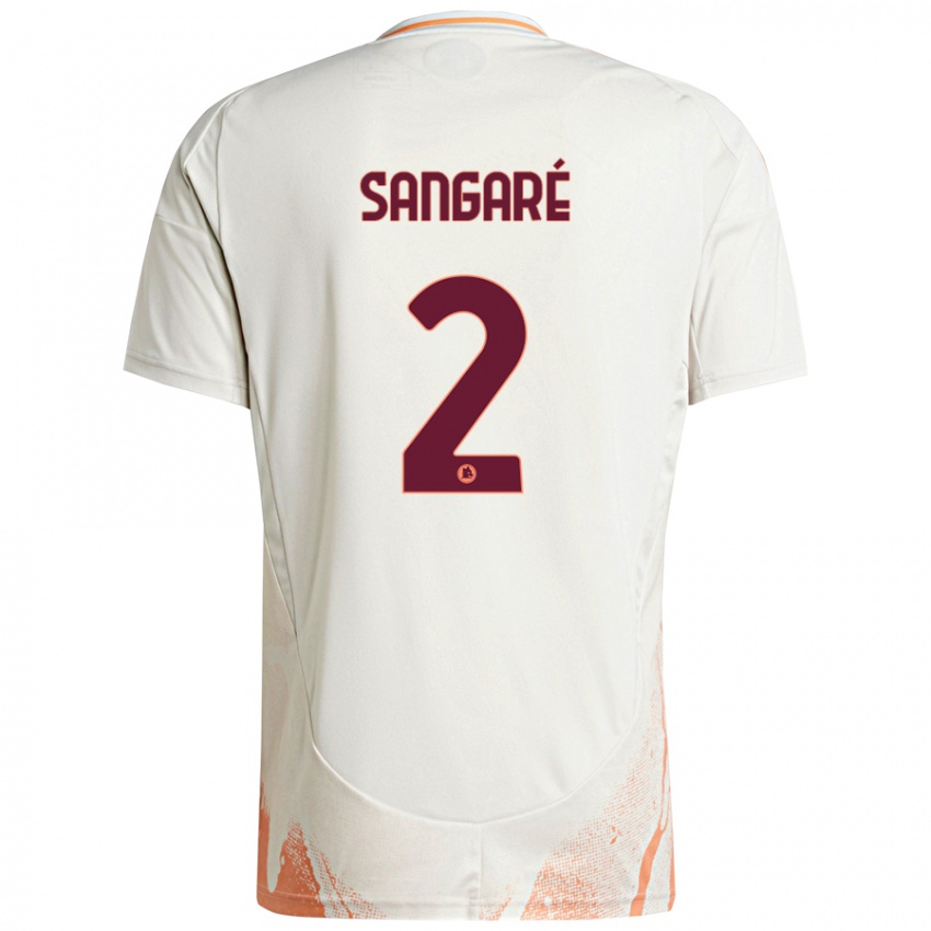 Niño Camiseta Buba Sangaré #2 Crema Blanco Naranja 2ª Equipación 2024/25 La Camisa Argentina