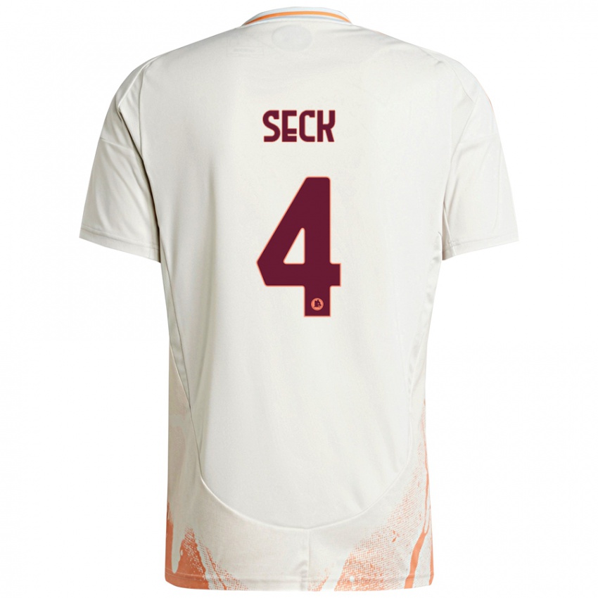 Niño Camiseta Mohamed Seck #4 Crema Blanco Naranja 2ª Equipación 2024/25 La Camisa Argentina