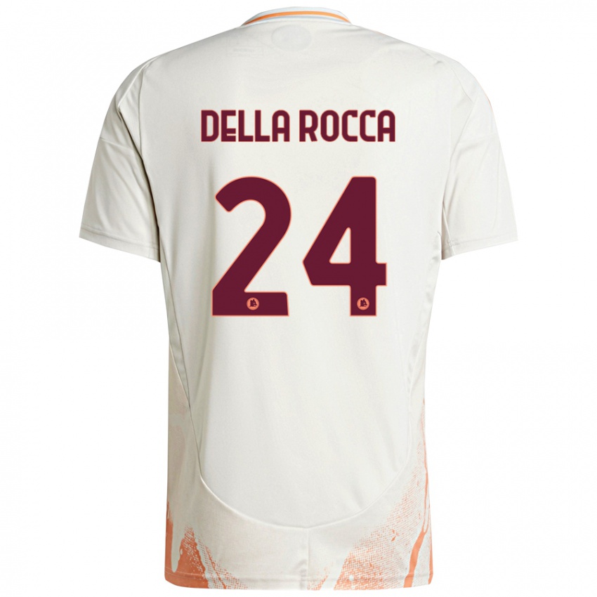 Niño Camiseta Mattia Della Rocca #24 Crema Blanco Naranja 2ª Equipación 2024/25 La Camisa Argentina