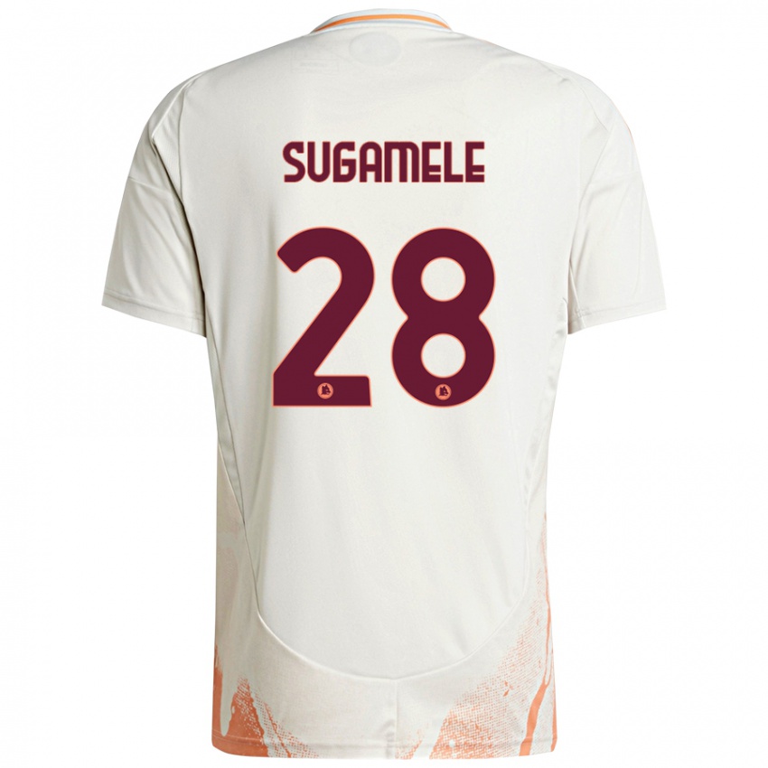 Niño Camiseta Alessandro Sugamele #28 Crema Blanco Naranja 2ª Equipación 2024/25 La Camisa Argentina