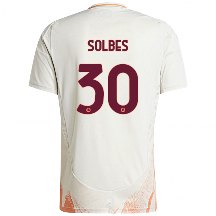 Niño Camiseta Ricardo Solbes #30 Crema Blanco Naranja 2ª Equipación 2024/25 La Camisa Argentina