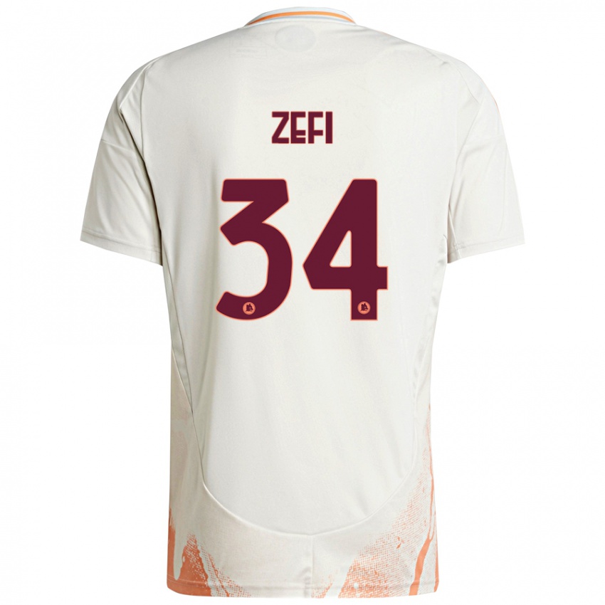 Niño Camiseta Kevin Zefi #34 Crema Blanco Naranja 2ª Equipación 2024/25 La Camisa Argentina