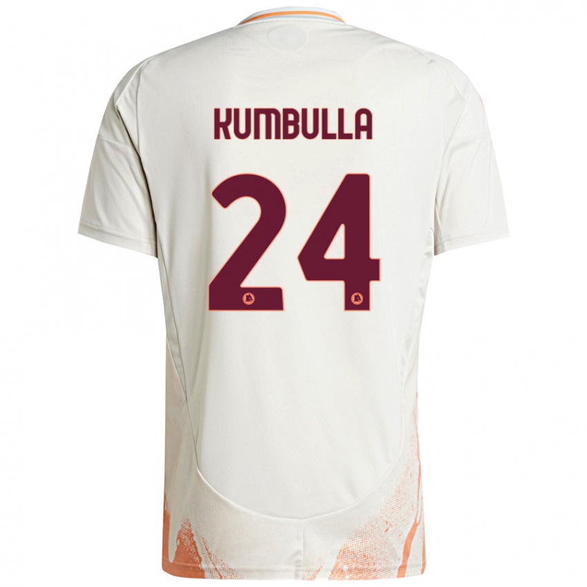 Niño Camiseta Marash Kumbulla #24 Crema Blanco Naranja 2ª Equipación 2024/25 La Camisa Argentina