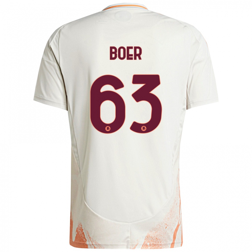 Niño Camiseta Pietro Boer #63 Crema Blanco Naranja 2ª Equipación 2024/25 La Camisa Argentina