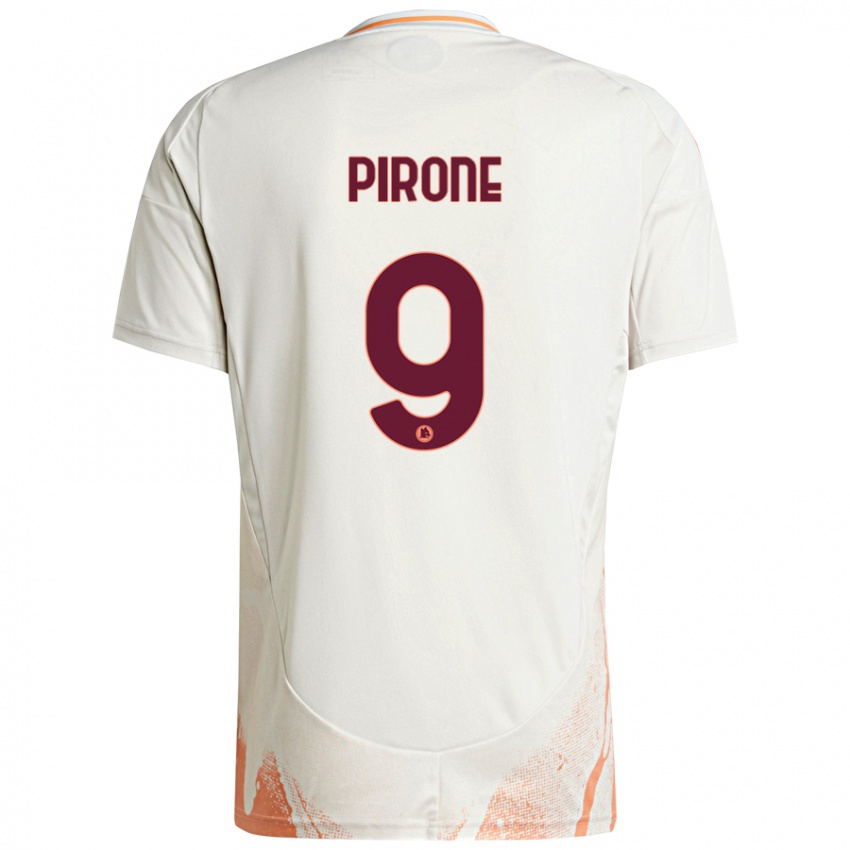 Niño Camiseta Valeria Pirone #9 Crema Blanco Naranja 2ª Equipación 2024/25 La Camisa Argentina