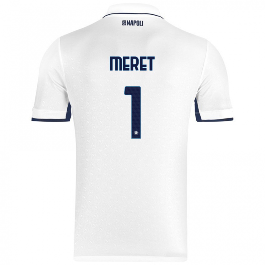 Niño Camiseta Alex Meret #1 Blanco Azul Real 2ª Equipación 2024/25 La Camisa Argentina