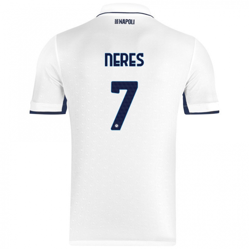 Niño Camiseta David Neres #7 Blanco Azul Real 2ª Equipación 2024/25 La Camisa Argentina