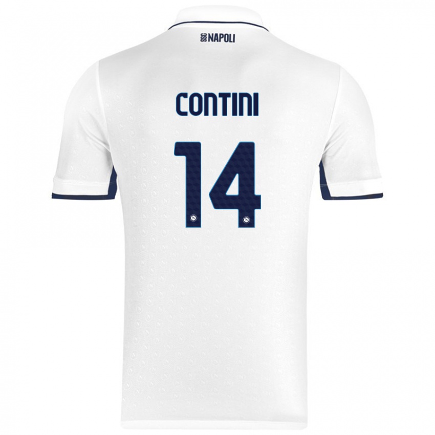 Niño Camiseta Nikita Contini #14 Blanco Azul Real 2ª Equipación 2024/25 La Camisa Argentina