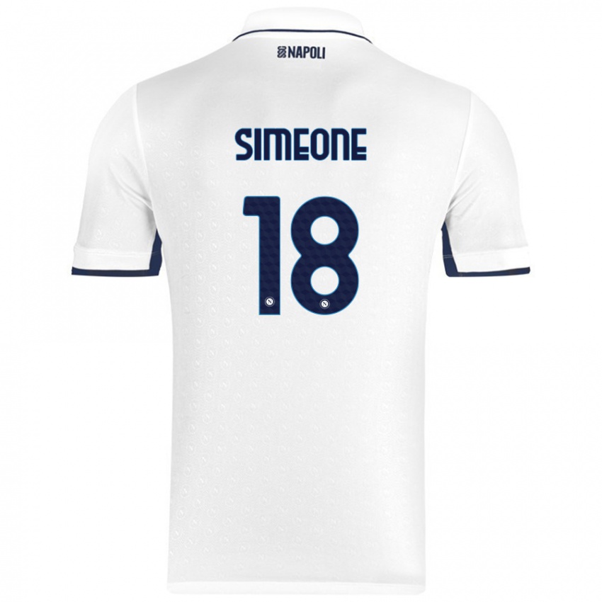 Niño Camiseta Giovanni Simeone #18 Blanco Azul Real 2ª Equipación 2024/25 La Camisa Argentina