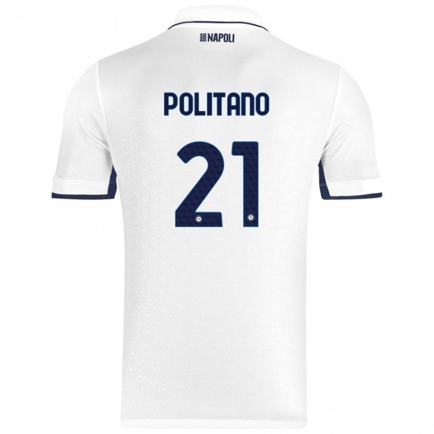 Niño Camiseta Matteo Politano #21 Blanco Azul Real 2ª Equipación 2024/25 La Camisa Argentina