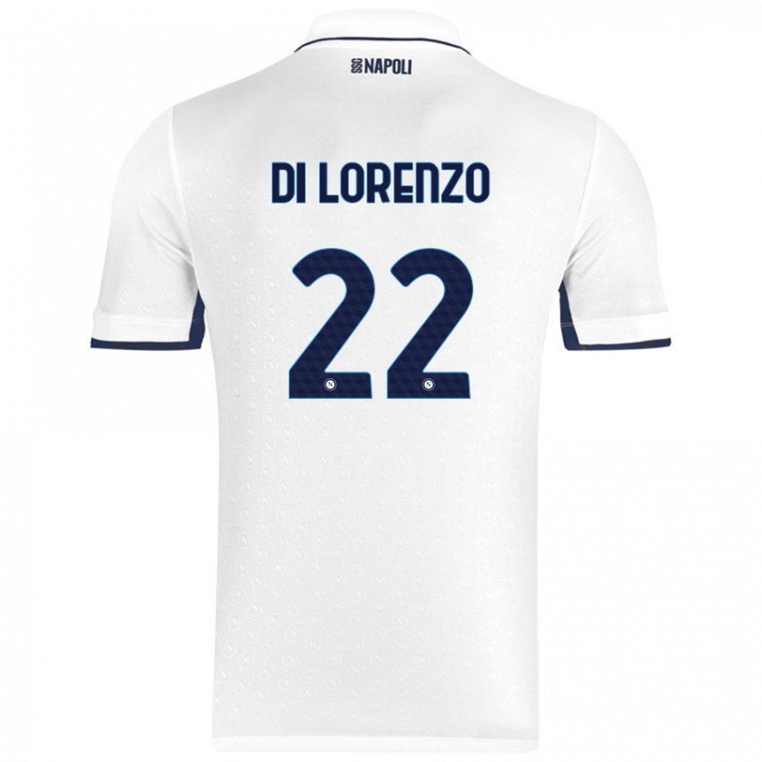 Niño Camiseta Giovanni Di Lorenzo #22 Blanco Azul Real 2ª Equipación 2024/25 La Camisa Argentina