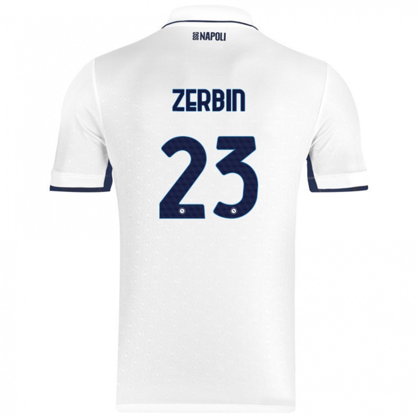 Niño Camiseta Alessio Zerbin #23 Blanco Azul Real 2ª Equipación 2024/25 La Camisa Argentina