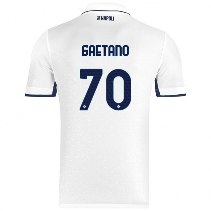 Niño Camiseta Gianluca Gaetano #70 Blanco Azul Real 2ª Equipación 2024/25 La Camisa Argentina