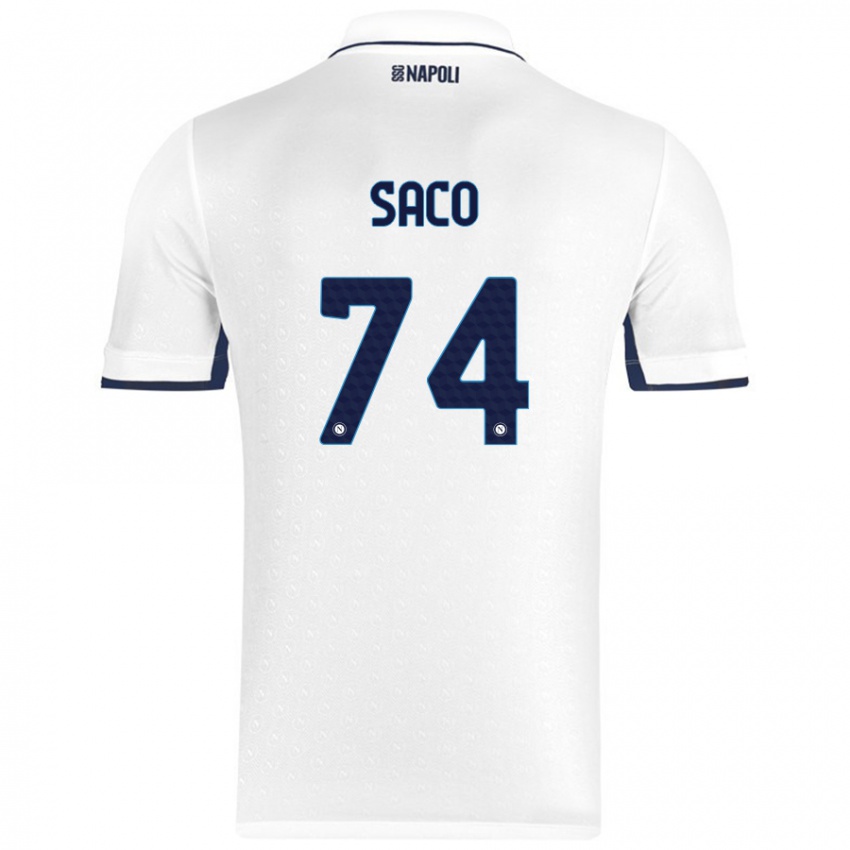 Niño Camiseta Coli Saco #74 Blanco Azul Real 2ª Equipación 2024/25 La Camisa Argentina