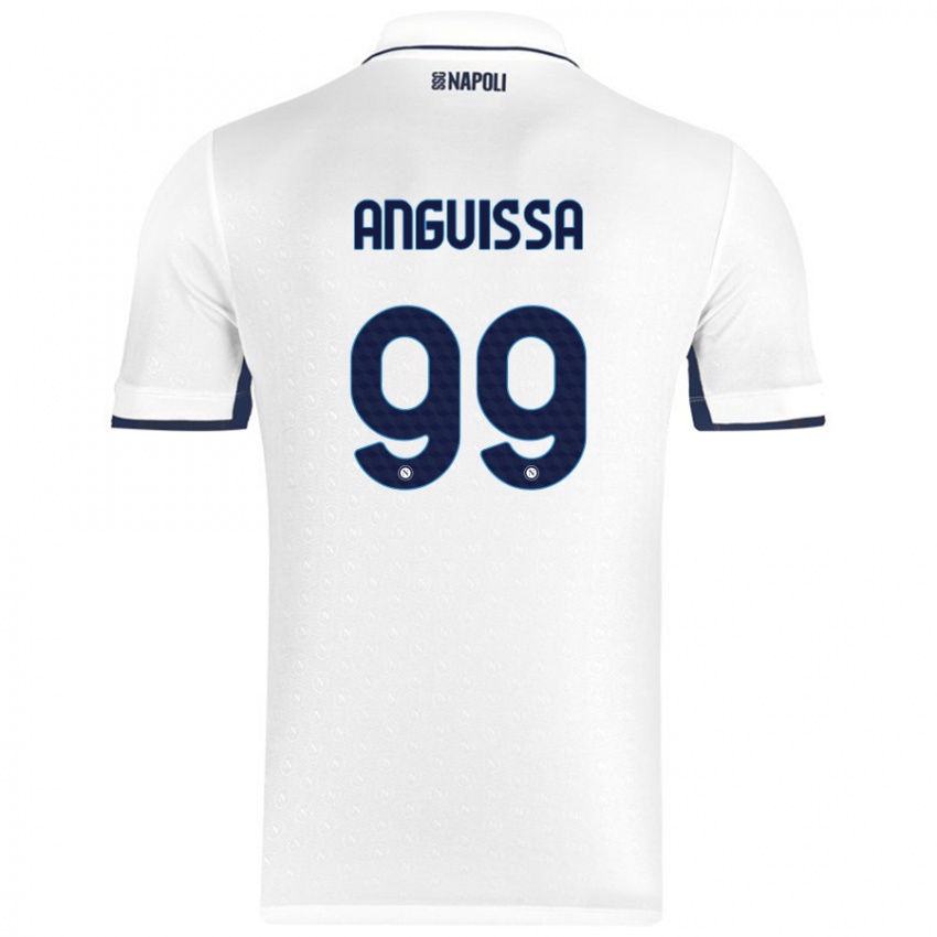 Niño Camiseta Andre Zambo Anguissa #99 Blanco Azul Real 2ª Equipación 2024/25 La Camisa Argentina