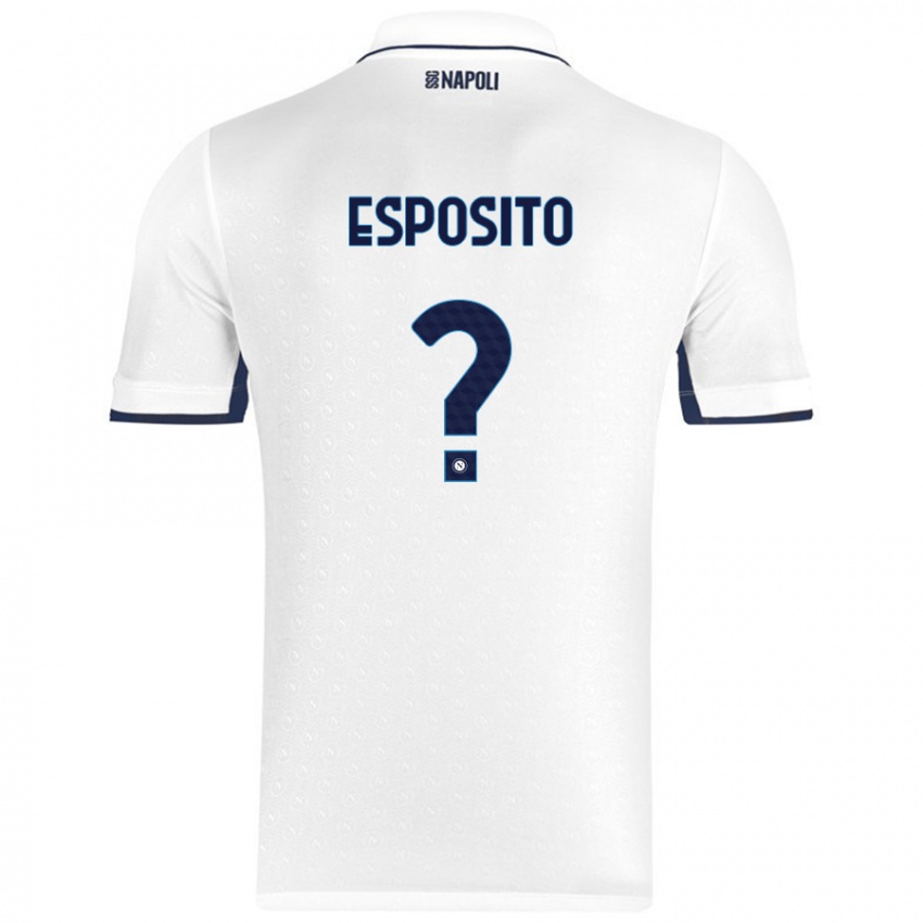 Niño Camiseta Mattia Esposito #0 Blanco Azul Real 2ª Equipación 2024/25 La Camisa Argentina